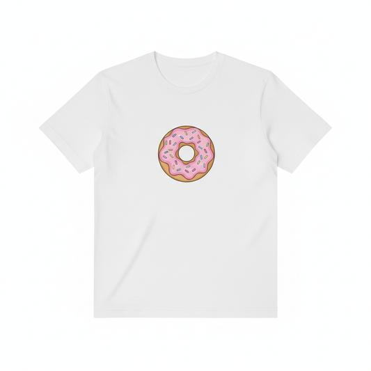 T-shirt blanc avec imprimé donut rose